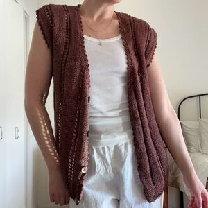 Vintage Hand Knit Brown Vest
